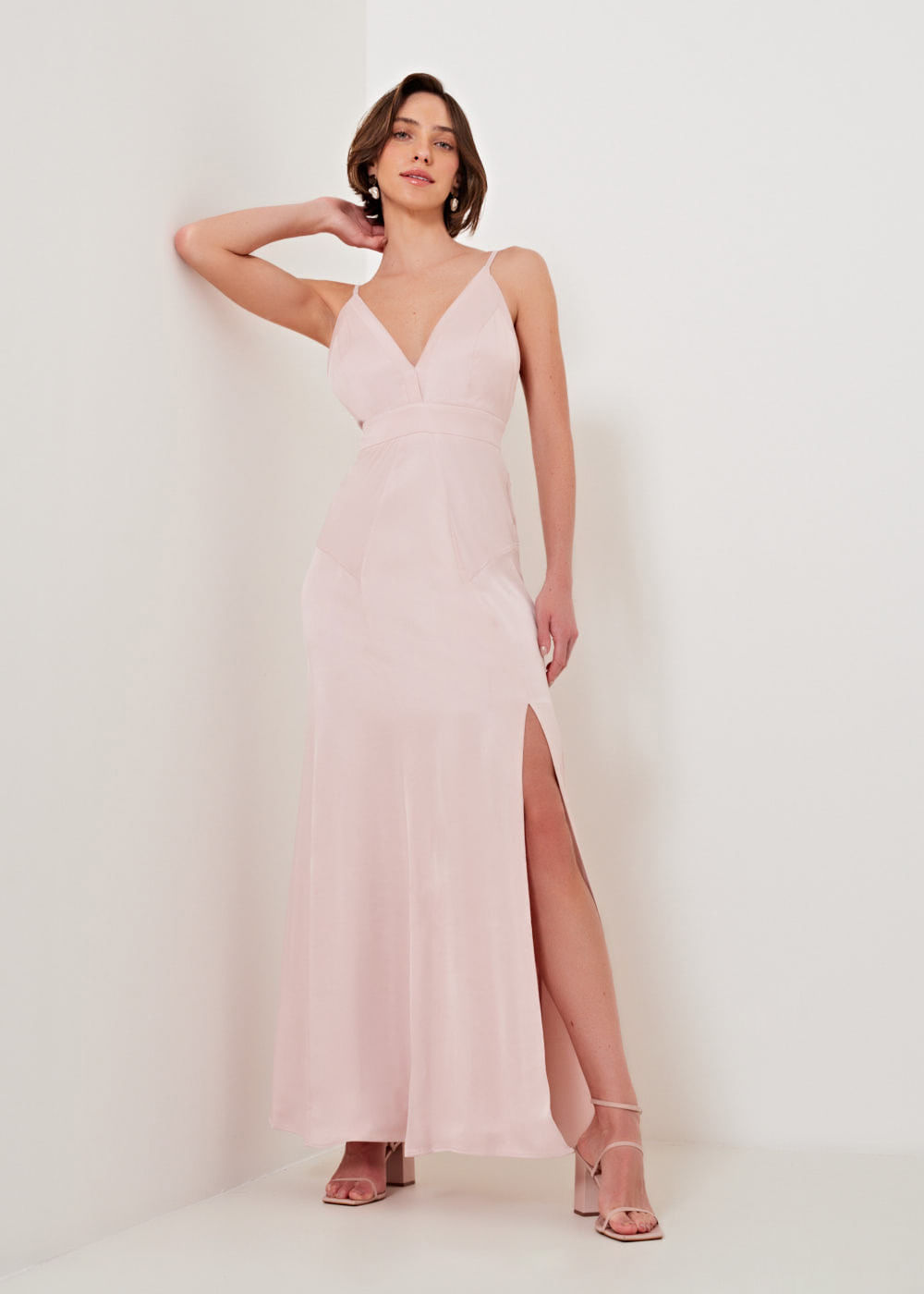 53.41.3201NUD VESTIDO LONGO DECOTE V ACETINADO