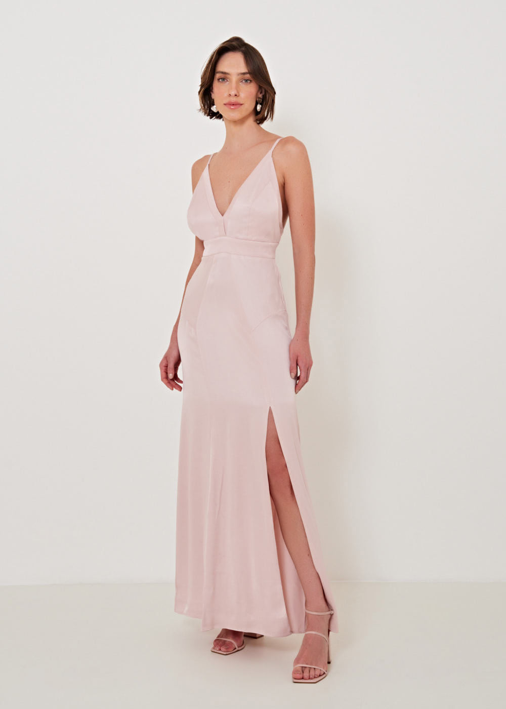 53.41.3201NUD VESTIDO LONGO DECOTE V ACETINADO