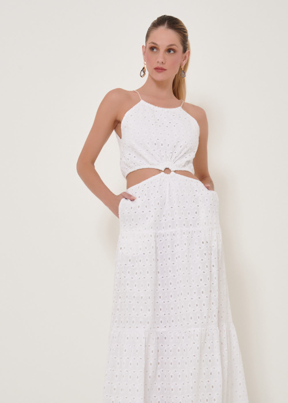 53.40.3207OFW VESTIDO  LAISE LONGO DECOTE HALTER