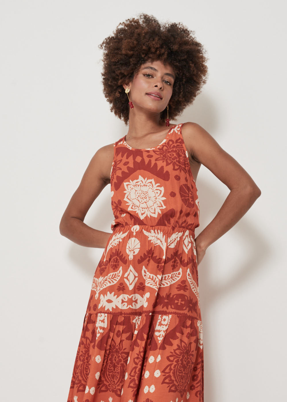 53.50.3236MNG VESTIDO REGATA LONGUETE ESTAMPA ETHNIC GARDEN