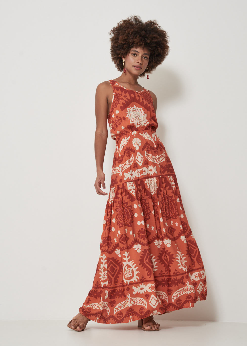 53.50.3236MNG VESTIDO REGATA LONGUETE ESTAMPA ETHNIC GARDEN