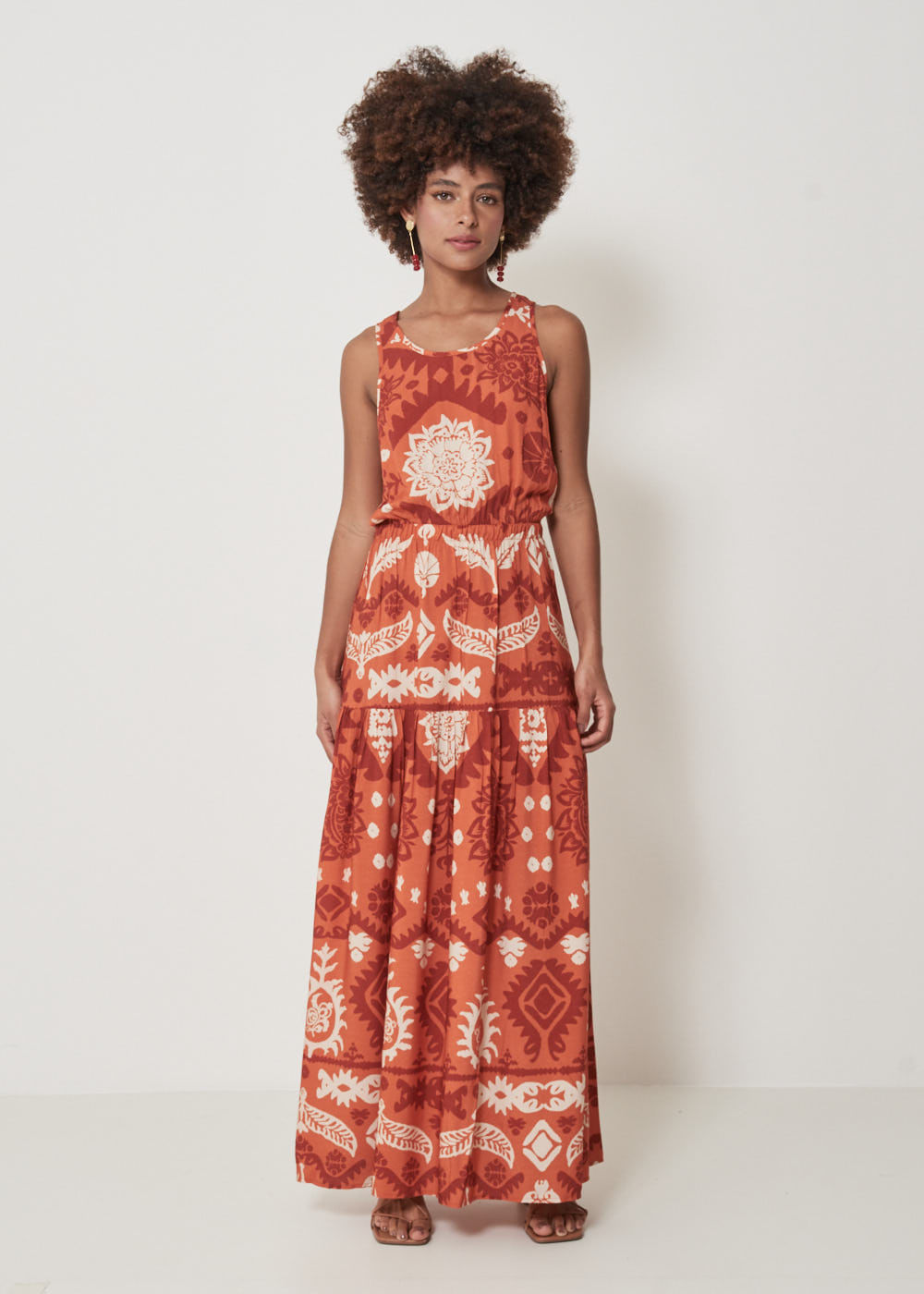 53.50.3236MNG VESTIDO REGATA LONGUETE ESTAMPA ETHNIC GARDEN