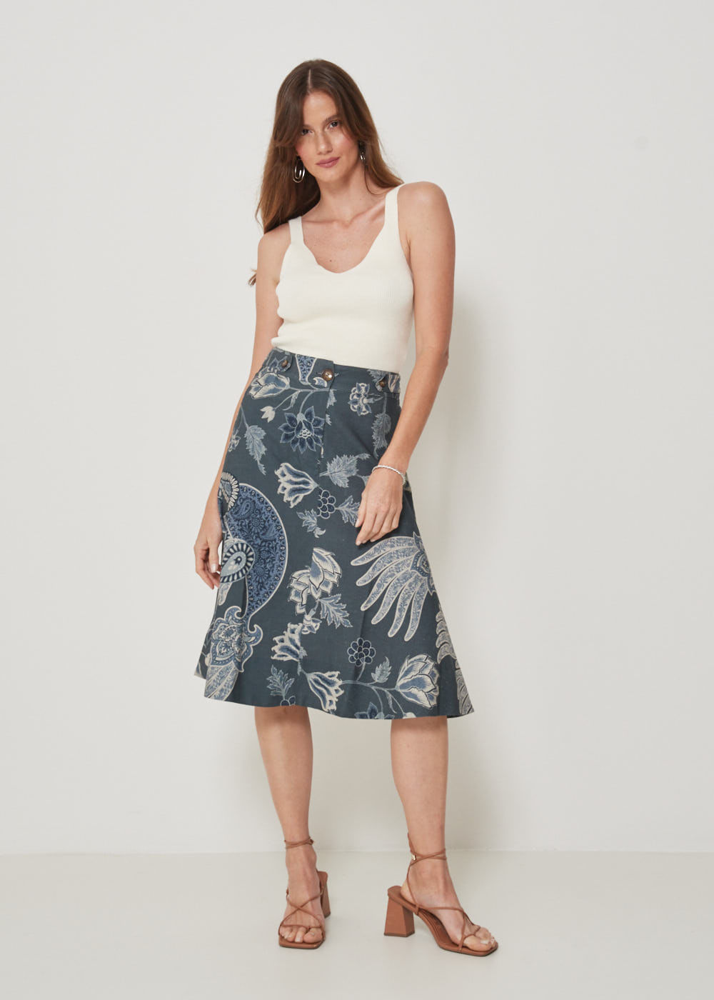 54.21.3211EST SAIA MIDI EVASÊ ESTAMPA BOHO TROPICAL