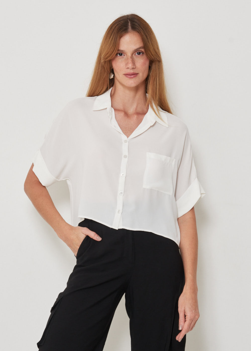 57.40.3215OFW CAMISA CHIFFON MANGA CURTA