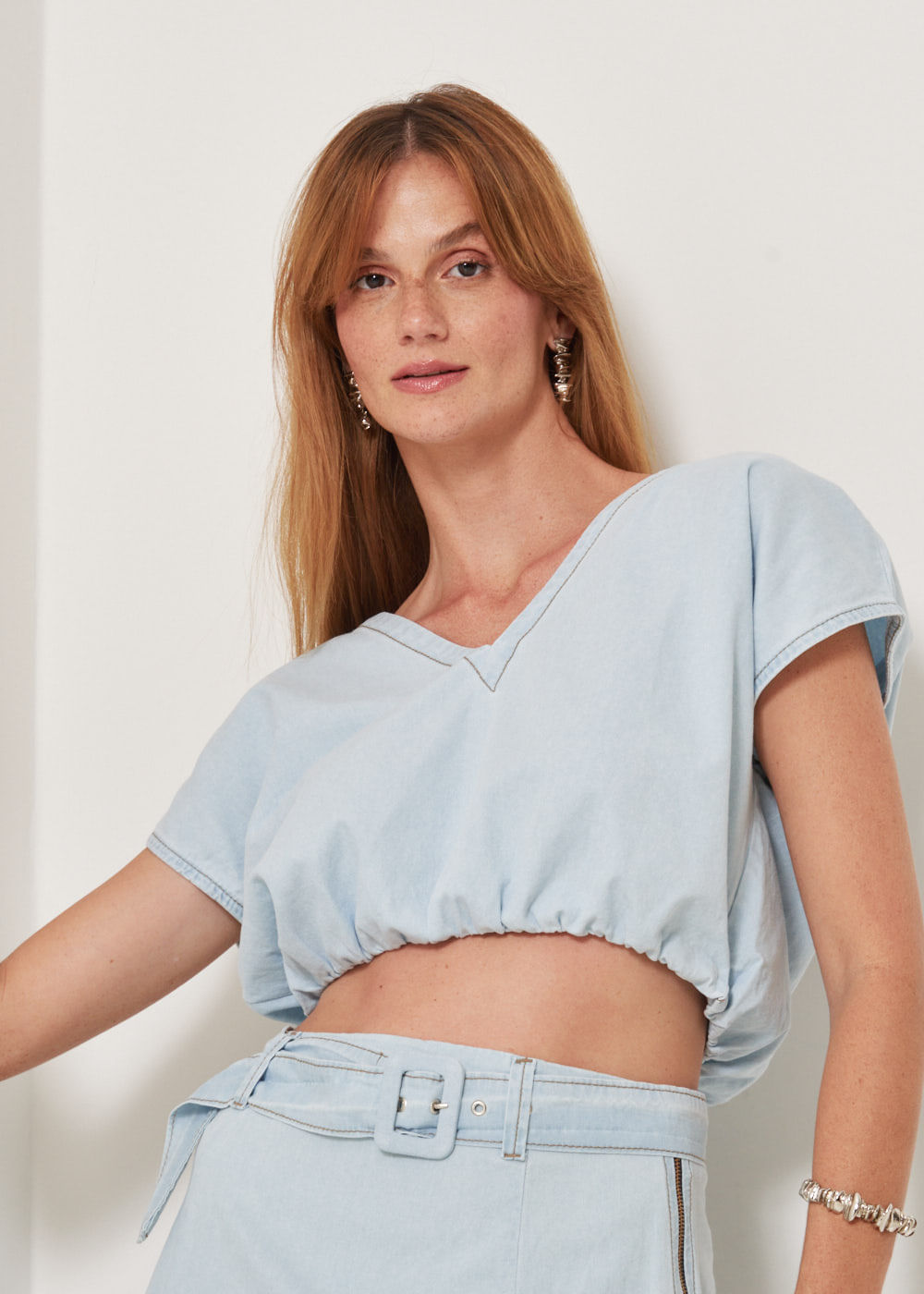 17.40.3202DEL BLUSA M/C JEANS COM ELASTICO