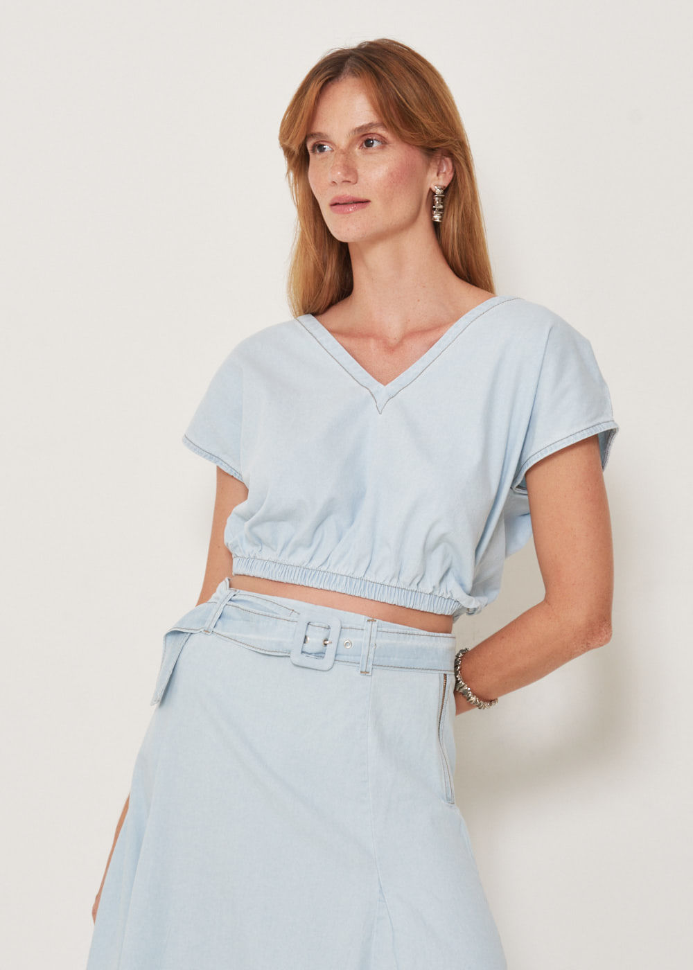 17.40.3202DEL BLUSA M/C JEANS COM ELASTICO