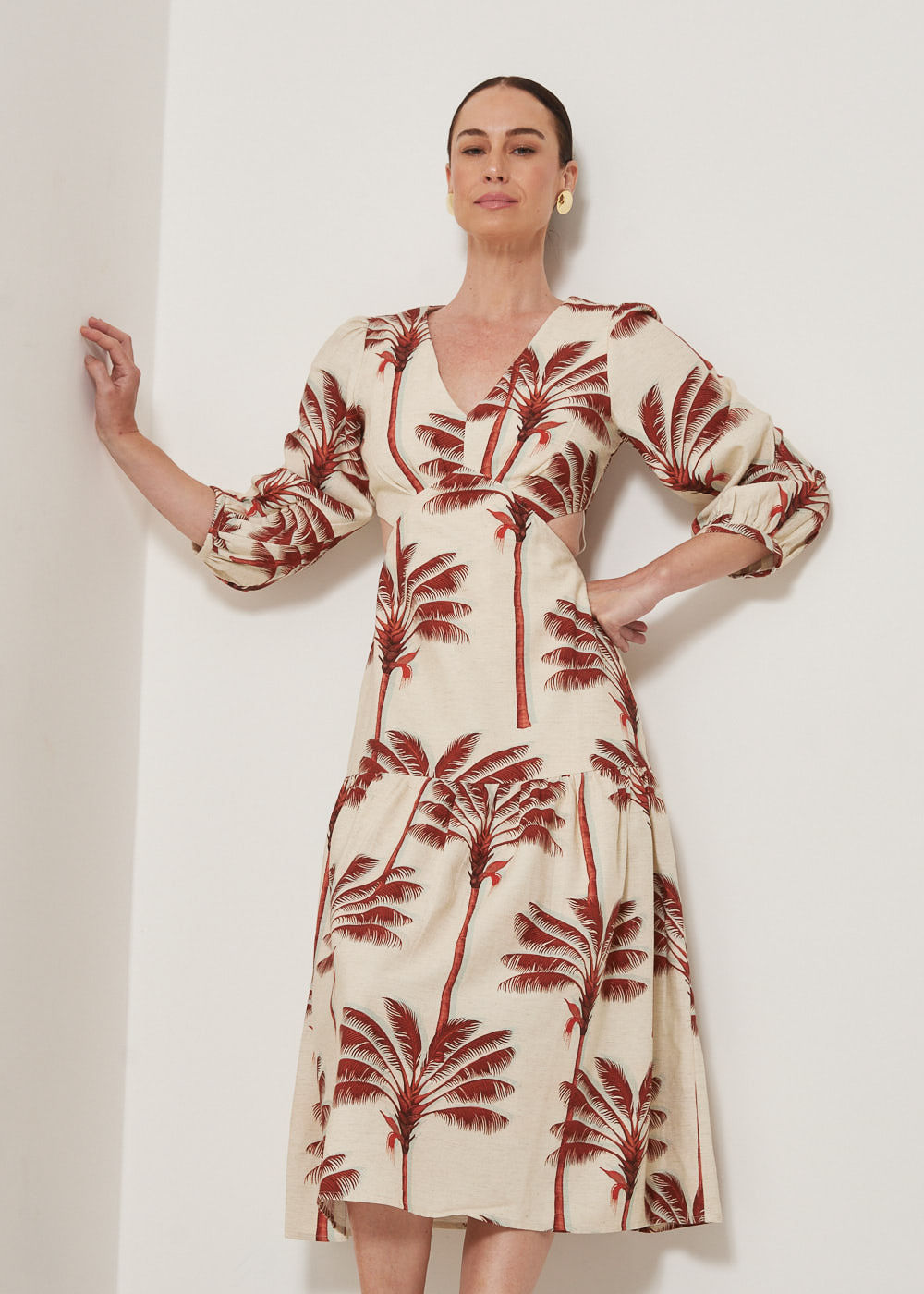 53.23.3301EST VESTIDO MIDI M/L ESTAMPA PALMEIRAS