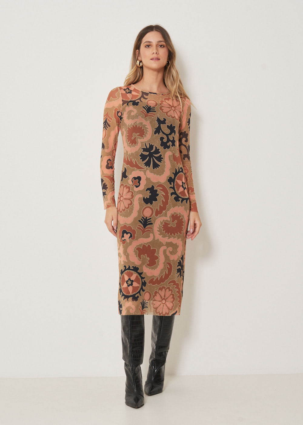 63.23.3301EST VESTIDO MIDI DE TULE ESTAMPA MANDALA