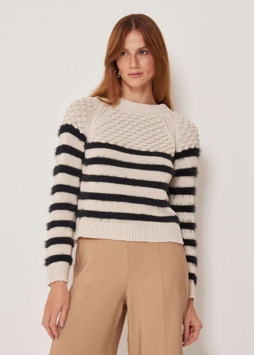 46.40.3304LIS BLUSA TRICOT MG LONGA TEXTURA BOLINHA