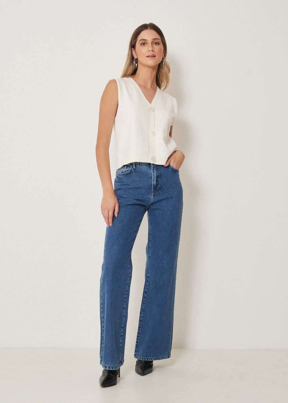 12.25.3302DES CALÇA JEANS WIDE LEG DESTROYER