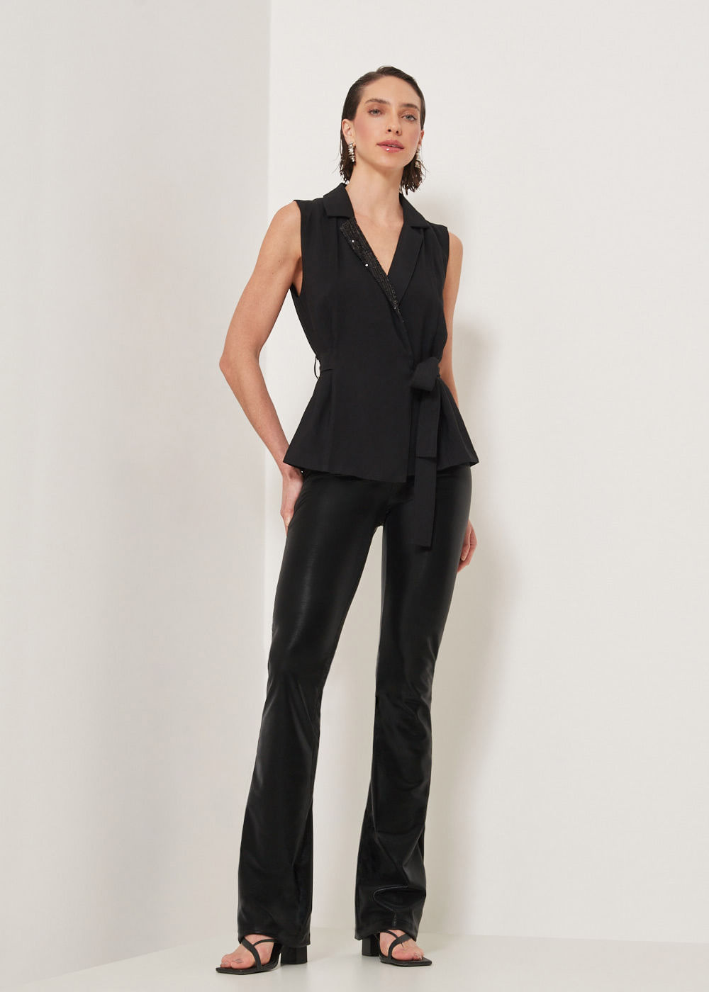 32.20.3308PTO CALÇA FLARE SUEDE PU - HIGHLINE