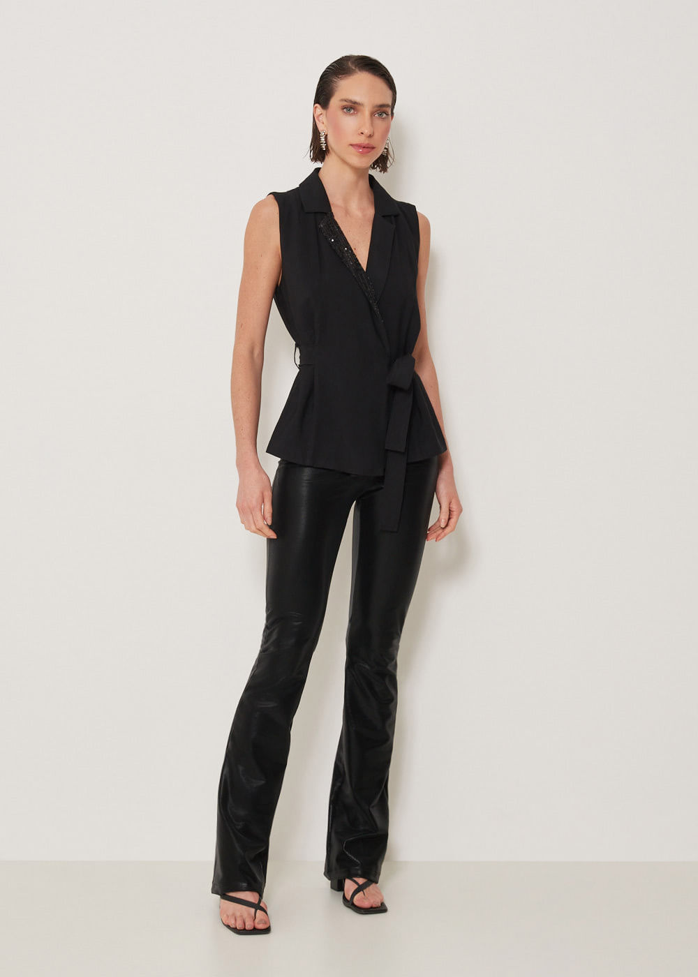 32.20.3308PTO CALÇA FLARE SUEDE PU - HIGHLINE