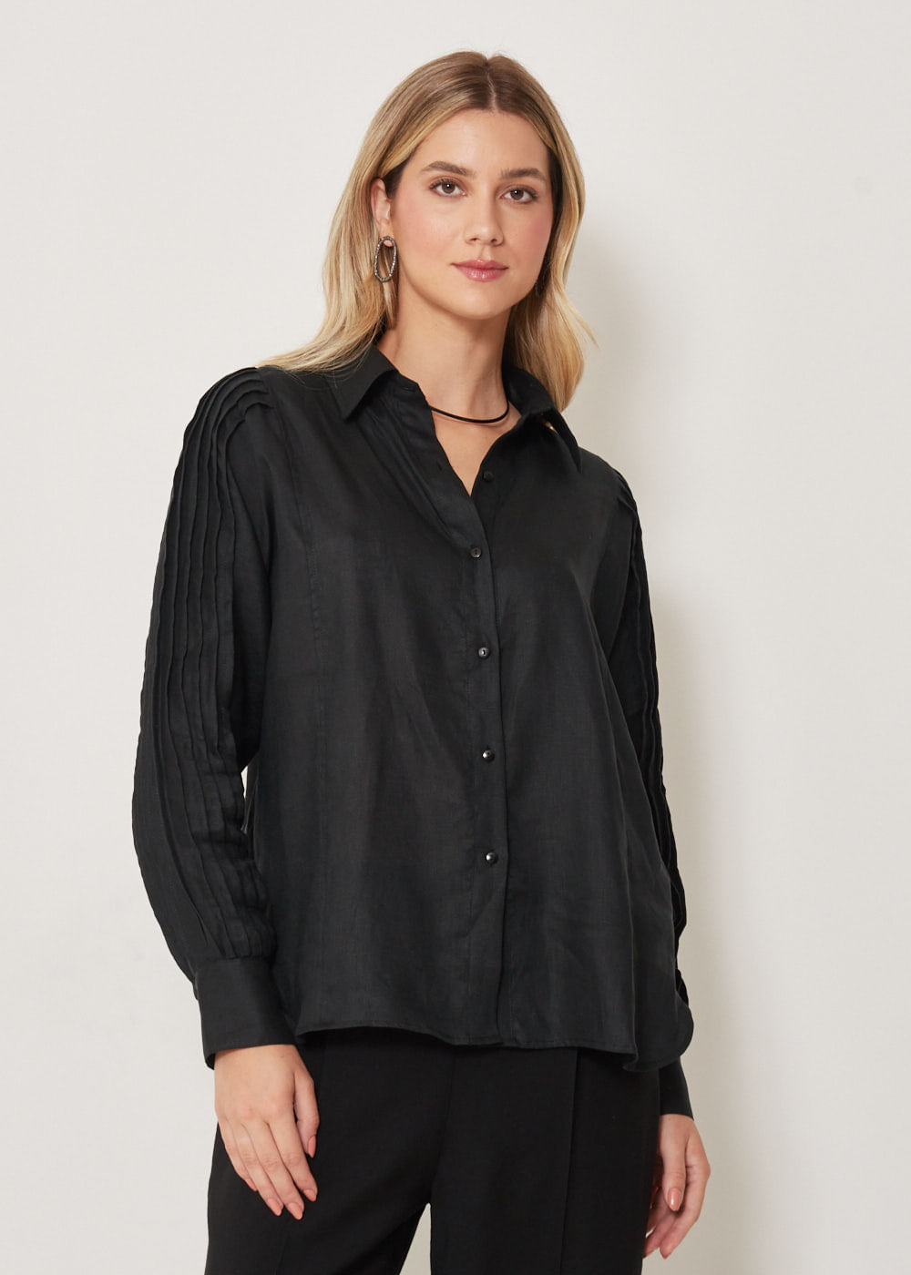 55.40.3301PTO CAMISA M/L DETALHE PREGAS - HIGHLINE