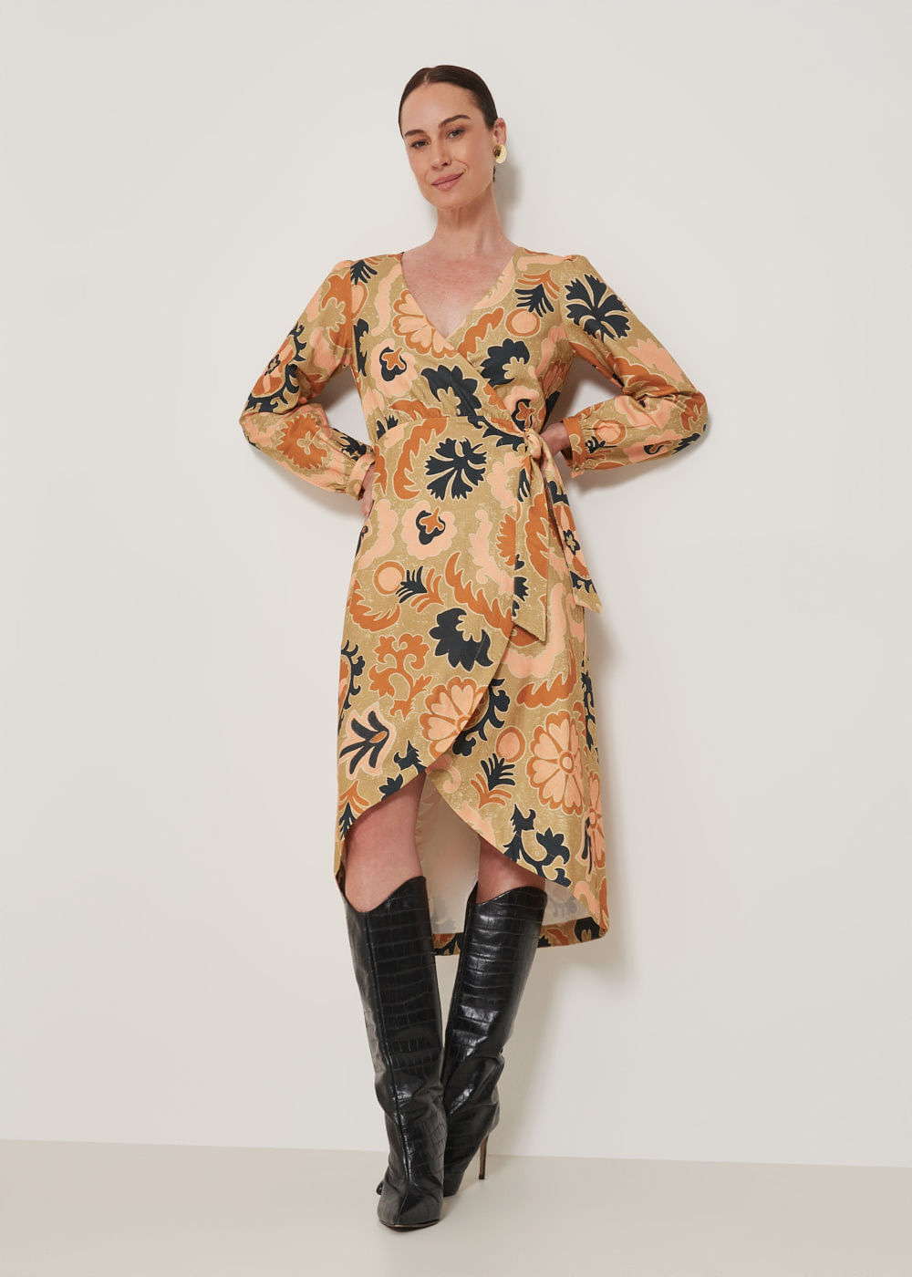 53.23.3307EST VESTIDO MIDI TRANSPASSADO ESTAMPA MANDALA