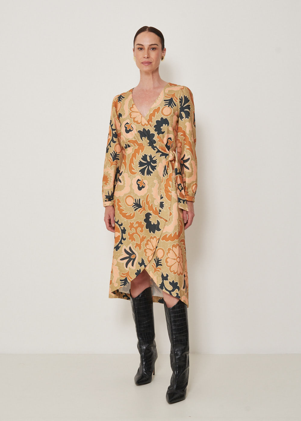 53.23.3307EST VESTIDO MIDI TRANSPASSADO ESTAMPA MANDALA