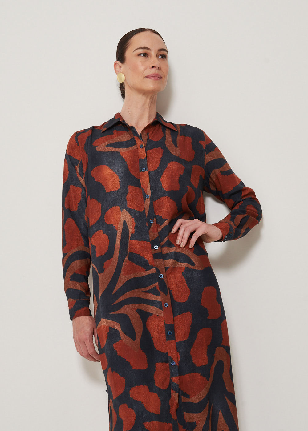 53.20.3302EST VESTIDO MIDI M/L CHEMISE ESTAMPA JUNGLE