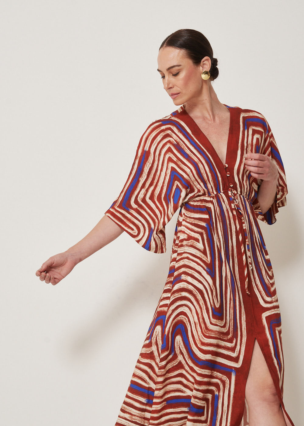 53.50.3309EST VESTIDO LONGUETE ESTAMPA LABIRINTO