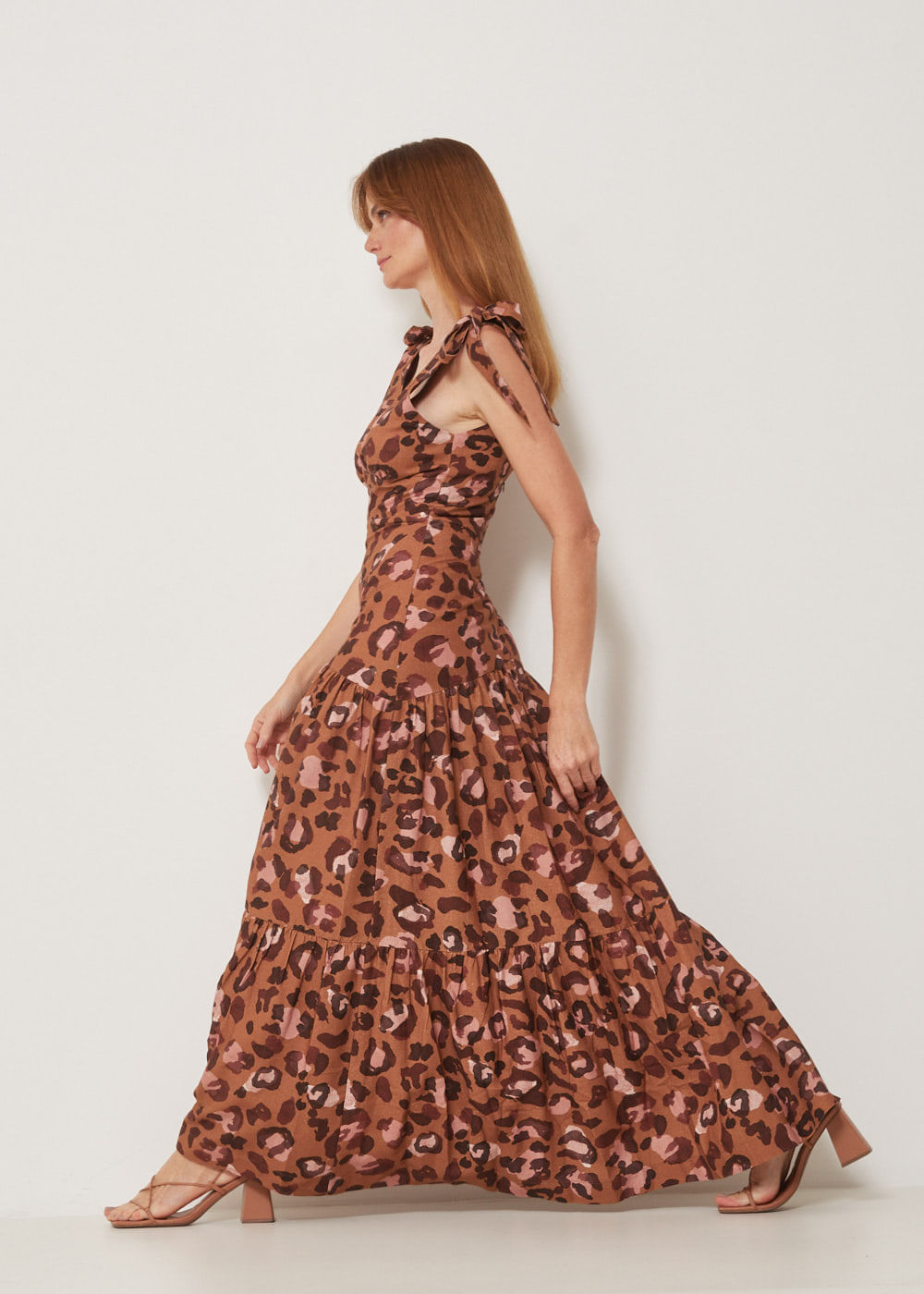 53.50.3313EST VESTIDO LONGUETE TRANSPASSADO ESTAMPA JAGUAR PRINT