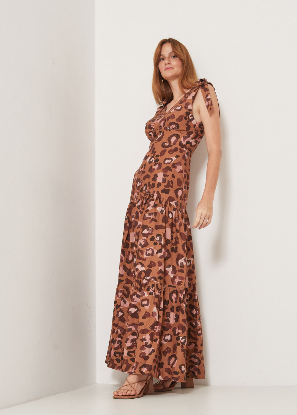 53.50.3313EST VESTIDO LONGUETE TRANSPASSADO ESTAMPA JAGUAR PRINT