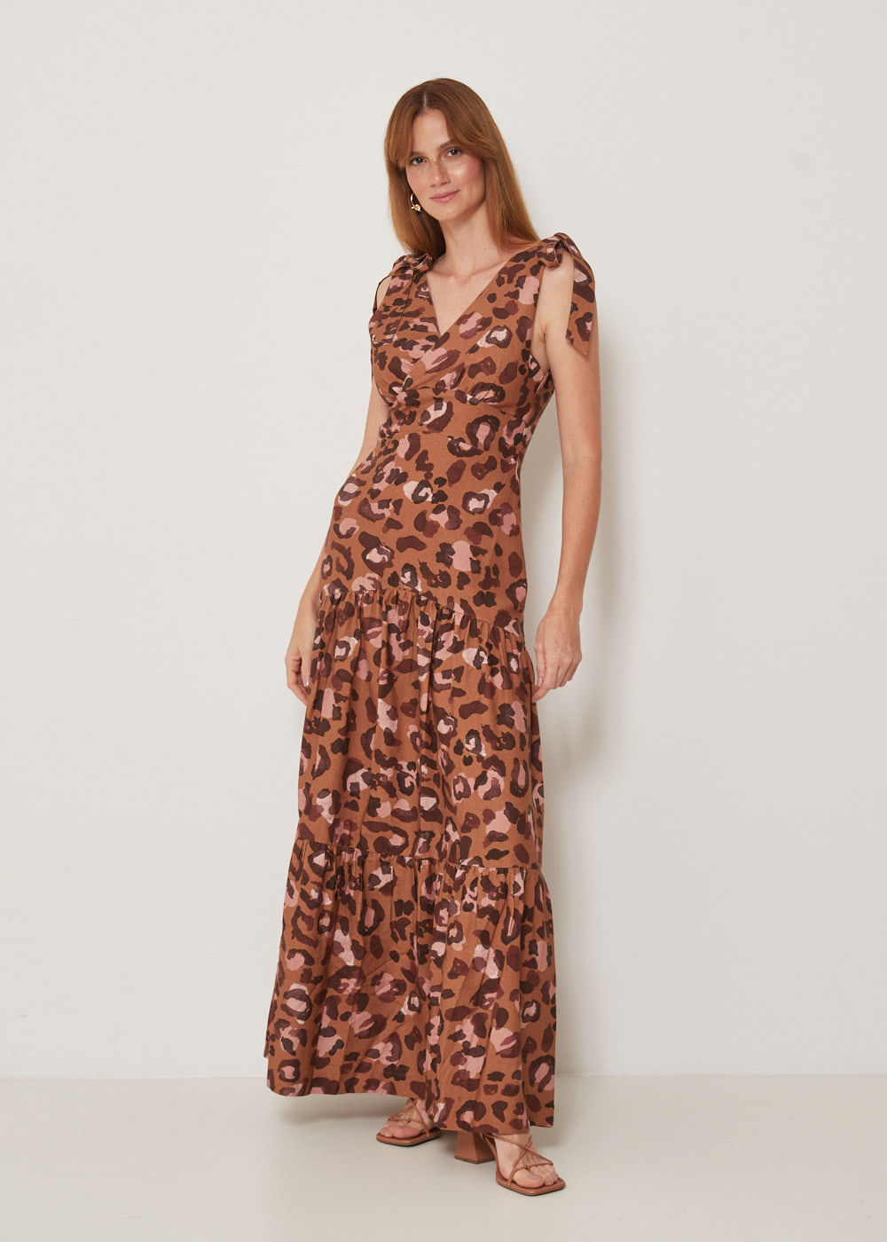53.50.3313EST VESTIDO LONGUETE TRANSPASSADO ESTAMPA JAGUAR PRINT