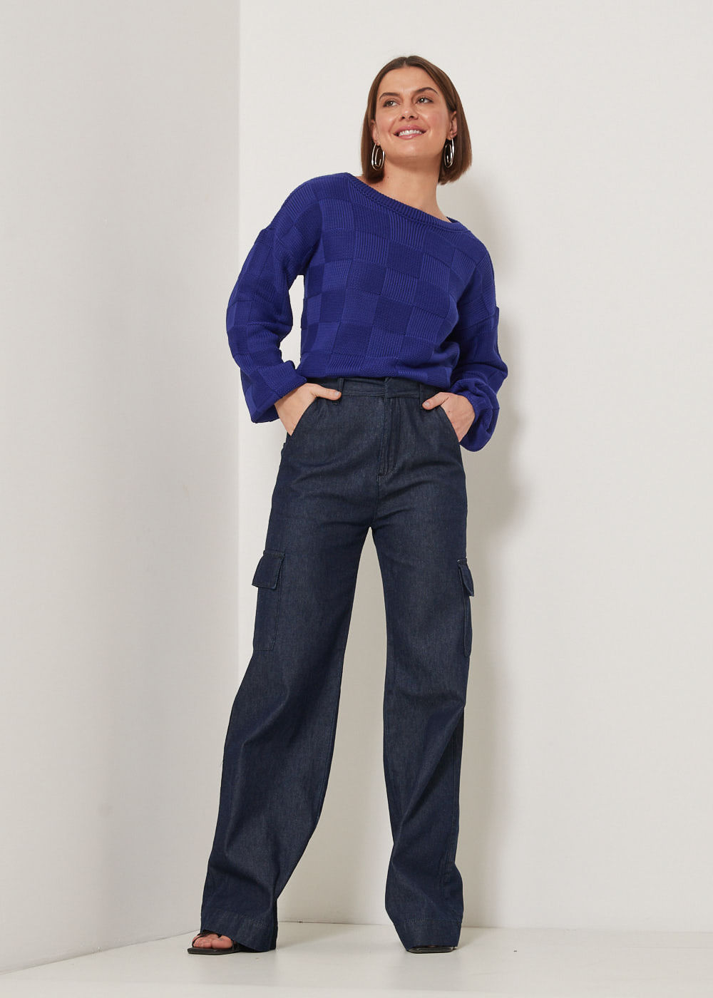 12.25.3305AMA CALÇA JEANS WIDE LEG  ALFAIATARIA