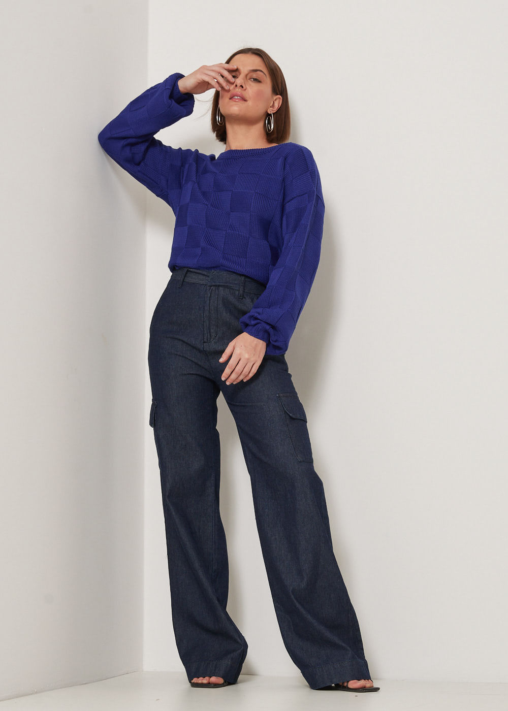 12.25.3305AMA CALÇA JEANS WIDE LEG  ALFAIATARIA
