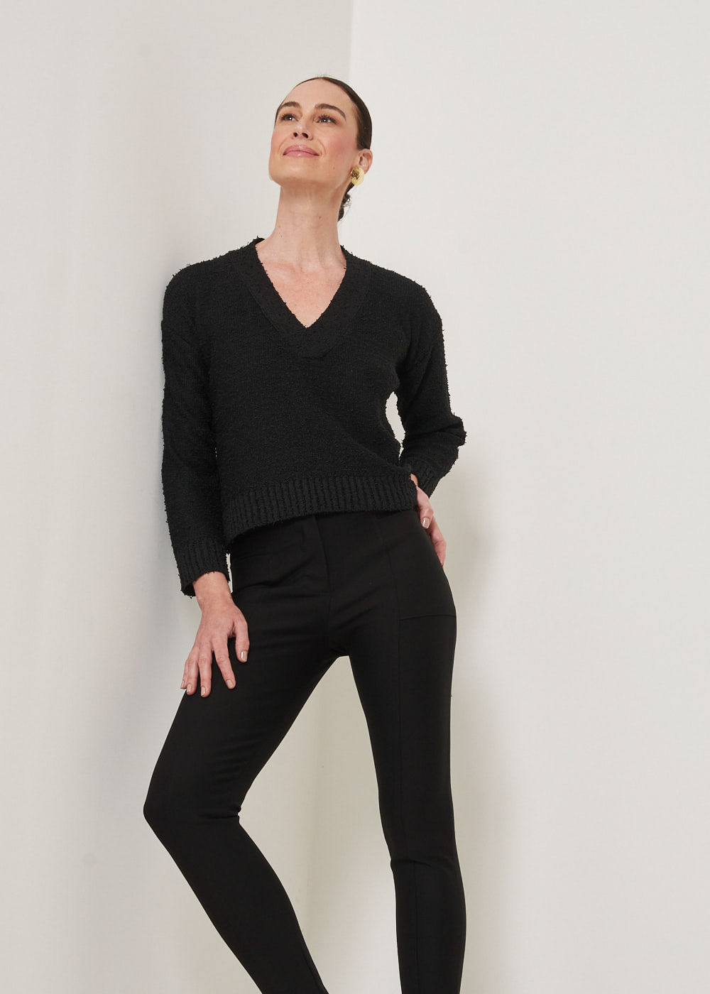62.20.3301PTO CALÇA LEGGING EM MALHA COM BOLSOS