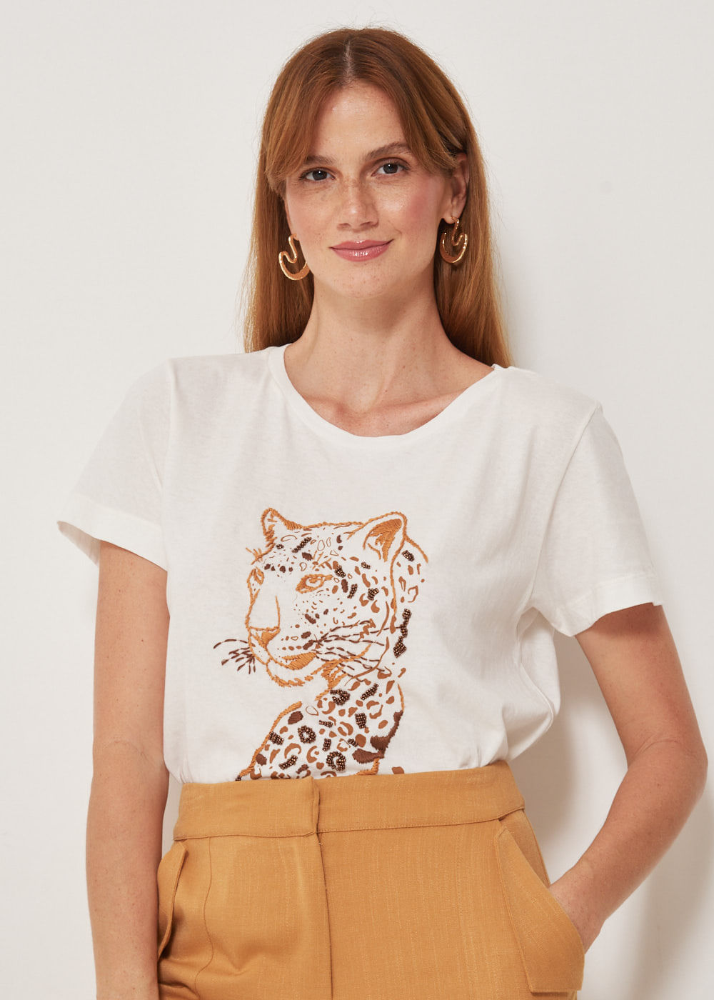 67.41.3301OFW T-SHIRT MALHA BORDADO ONÇA