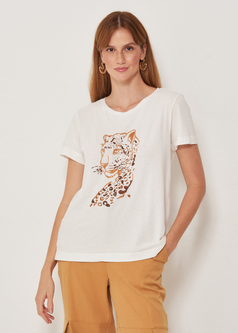 67.41.3301OFW T-SHIRT MALHA BORDADO ONÇA