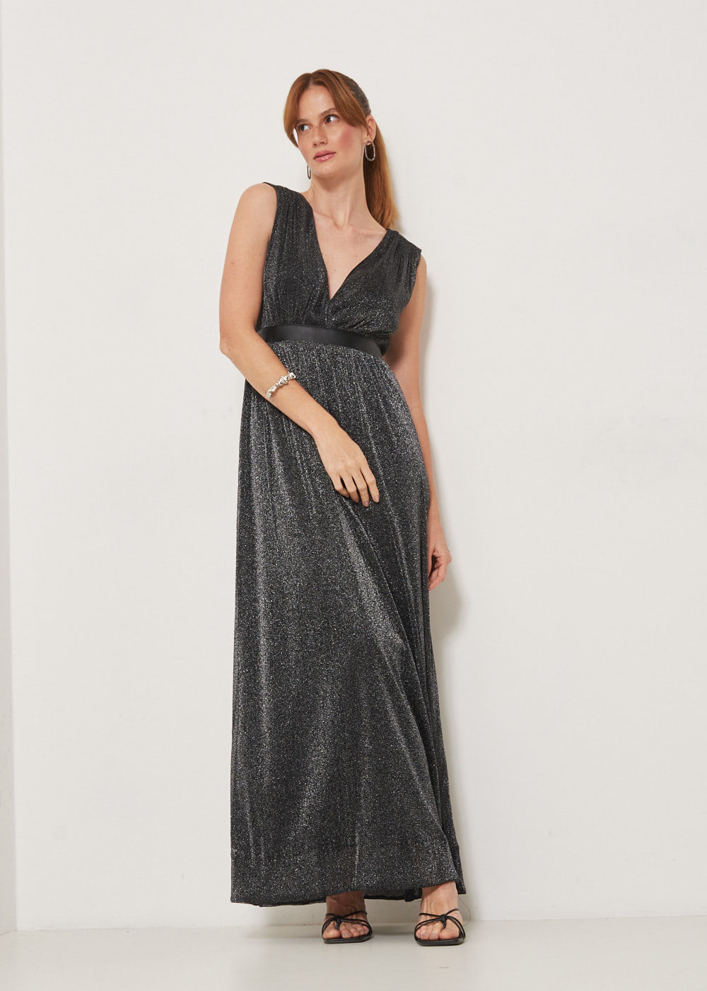 63.40.3301PTO VESTIDO LONGUETE MALHA COM LUREX - HIGHLINE