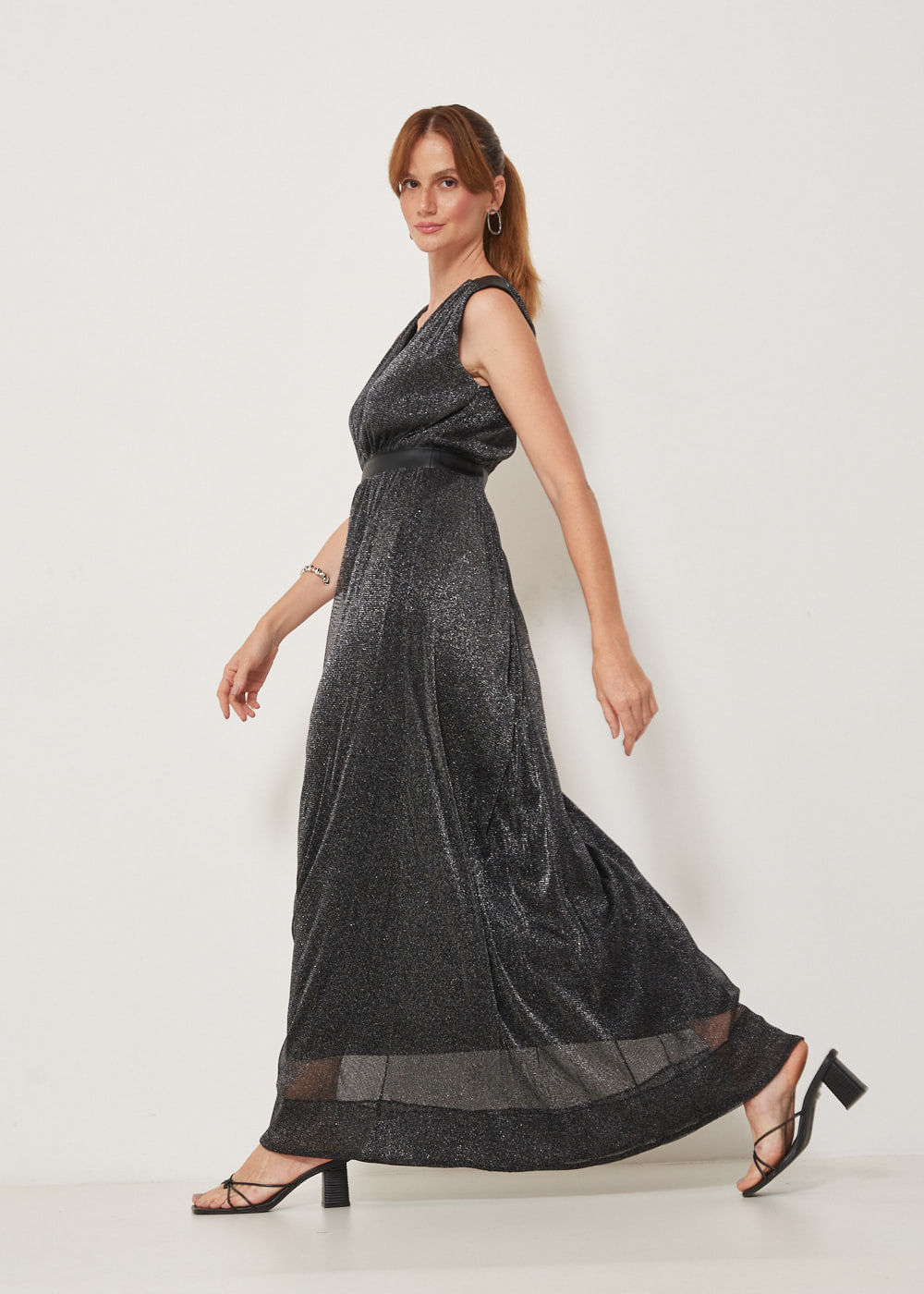 63.40.3301PTO VESTIDO LONGUETE MALHA COM LUREX - HIGHLINE