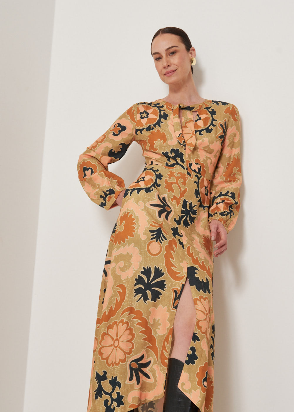 53.23.3303EST VESTIDO MIDI FENDA ESTAMPA MANDALA