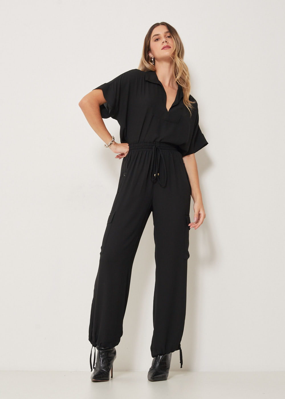 52.10.3306PTO CALÇA CHIFFON ELÁSTICO CÓS