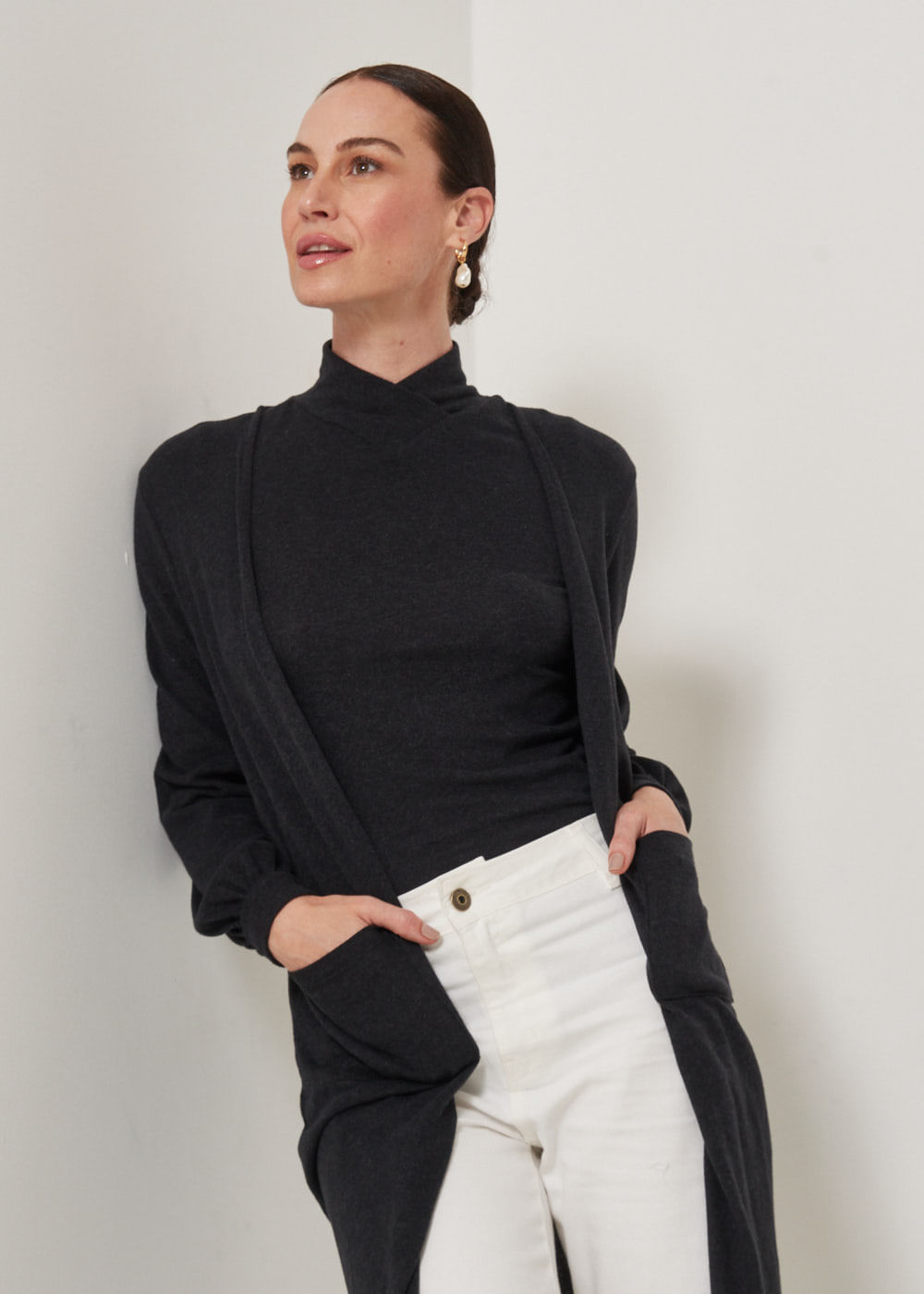 61.30.3303PTO CARDIGAN MALHA COM BOLSOS