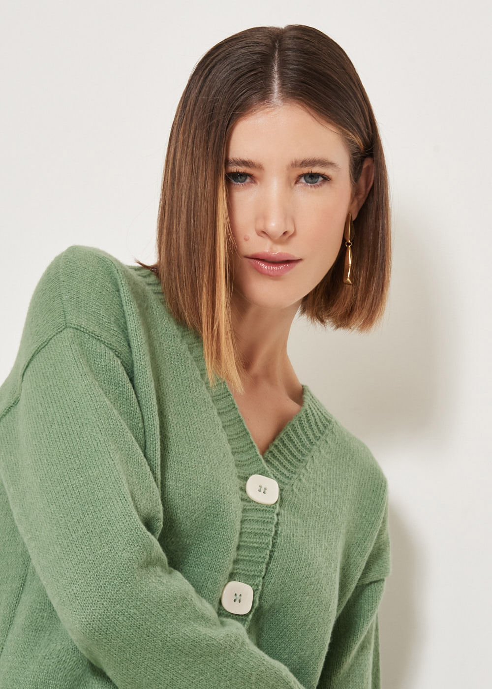 45.10.3302SLV CARDIGÃ MANGA LONGA MOHAIR