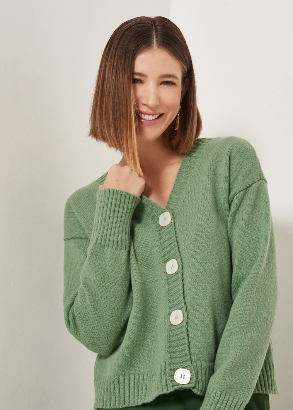 45.10.3302SLV CARDIGÃ MANGA LONGA MOHAIR