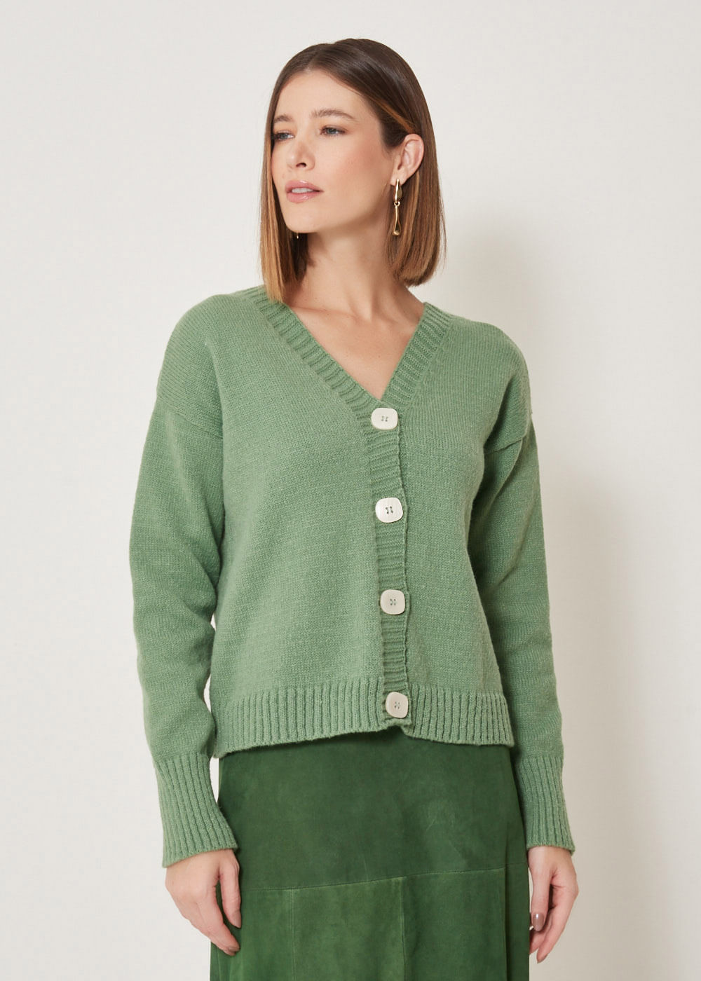 45.10.3302SLV CARDIGÃ MANGA LONGA MOHAIR