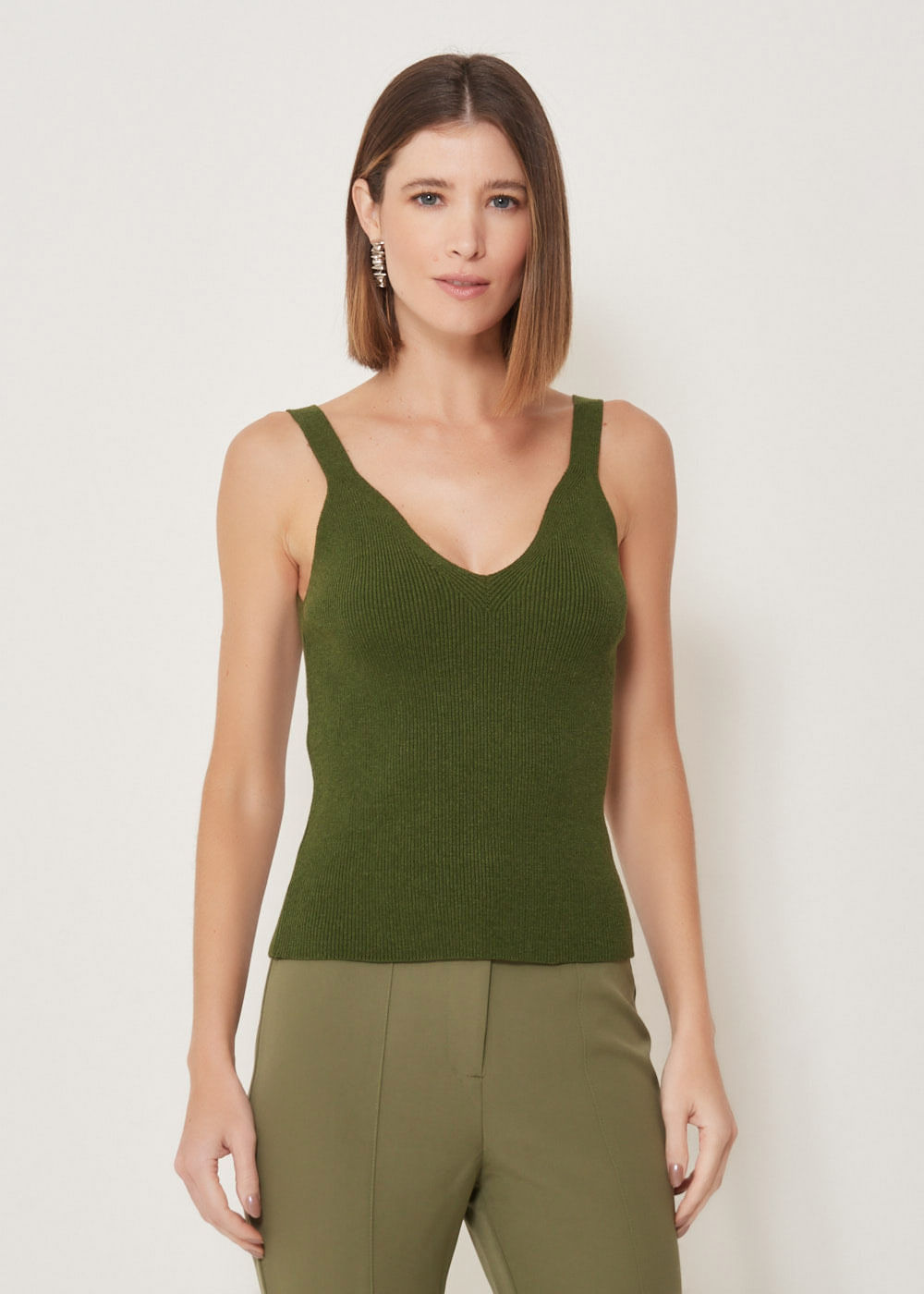 48.40.3306MSG REGATA DE TRICOT CANELADA DECOTE V