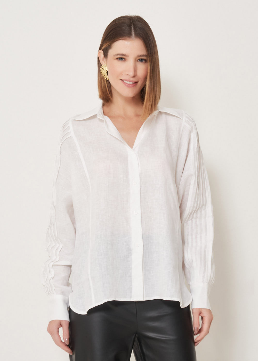 55.40.3301OFW CAMISA M/L DETALHE PREGAS - HIGHLINE