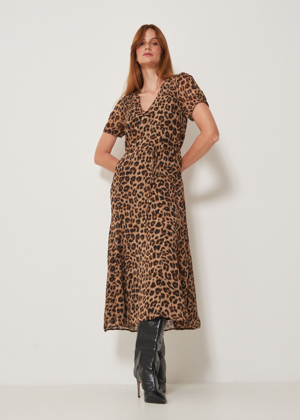 53.50.3311EST VESTIDO LONGUETE M/C ESTAMPA ONÇA