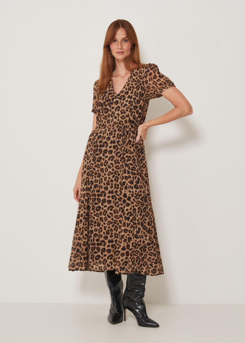 53.50.3311EST VESTIDO LONGUETE M/C ESTAMPA ONÇA