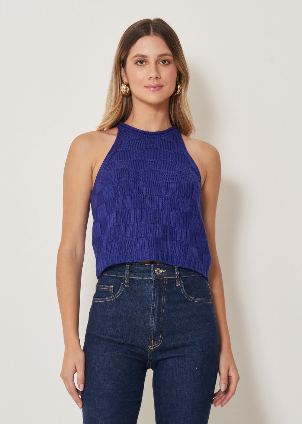 48.40.3302CBL REGATA TRICOT PONTO QUADRICULADO