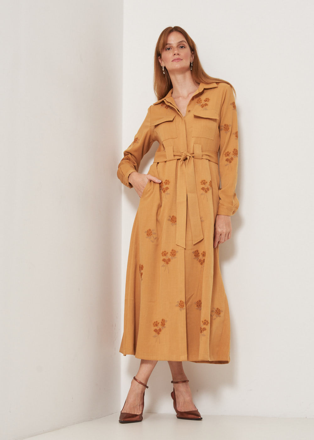 23.10.3305HNY VESTIDO MIDI M/L BORDADO FLORES