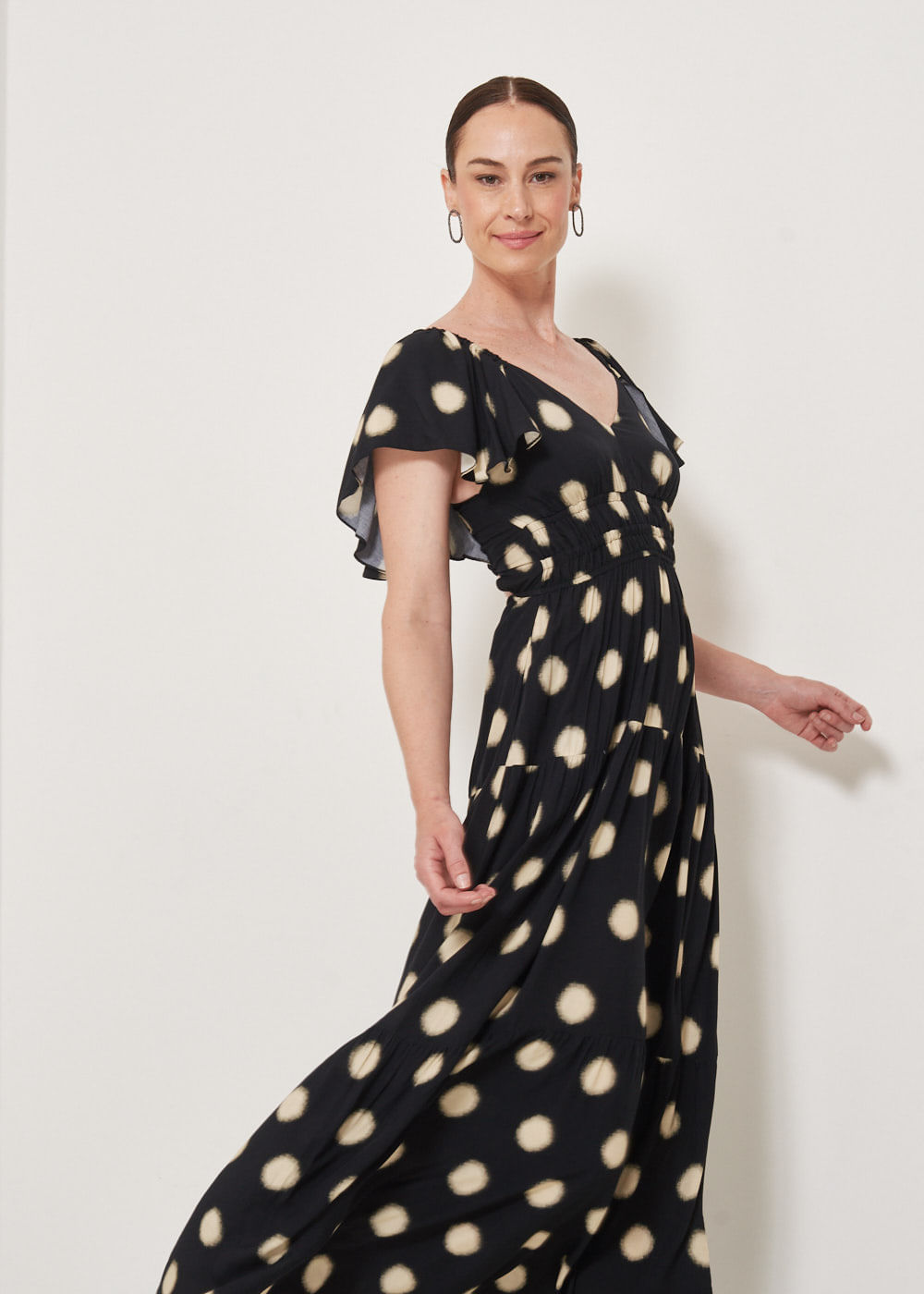 53.50.3301EST VESTIDO LONGUETE DECOTE V ESTAMPA DOTS
