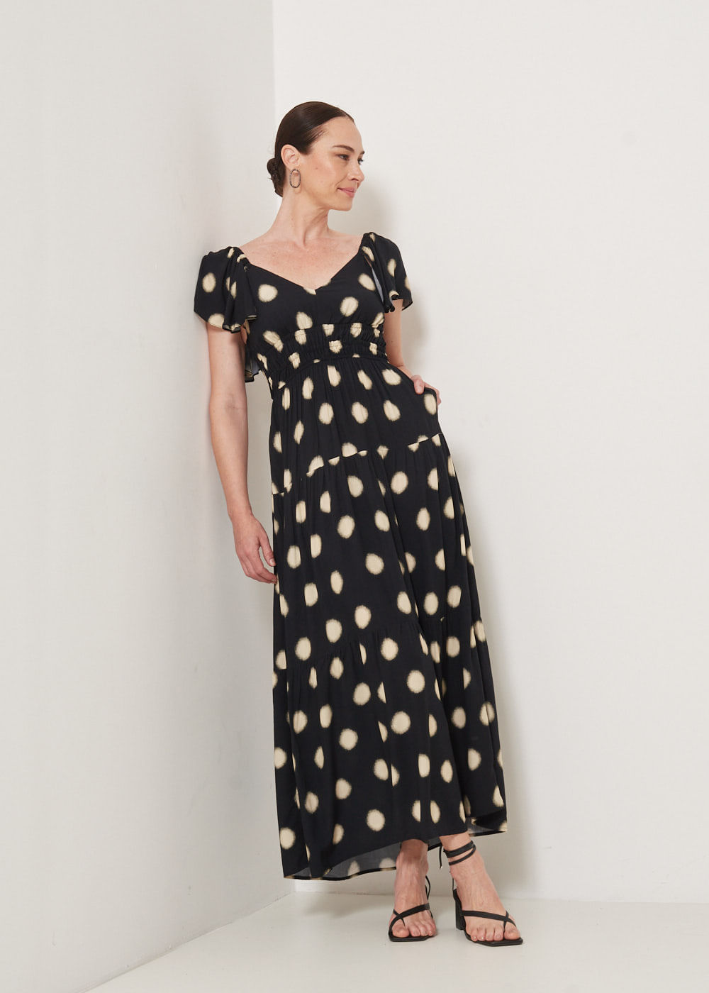 53.50.3301EST VESTIDO LONGUETE DECOTE V ESTAMPA DOTS