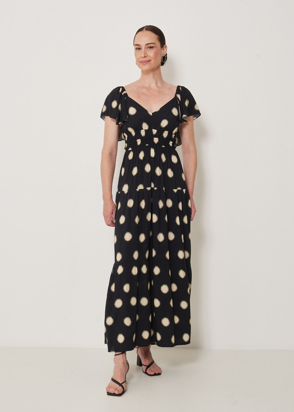 53.50.3301EST VESTIDO LONGUETE DECOTE V ESTAMPA DOTS