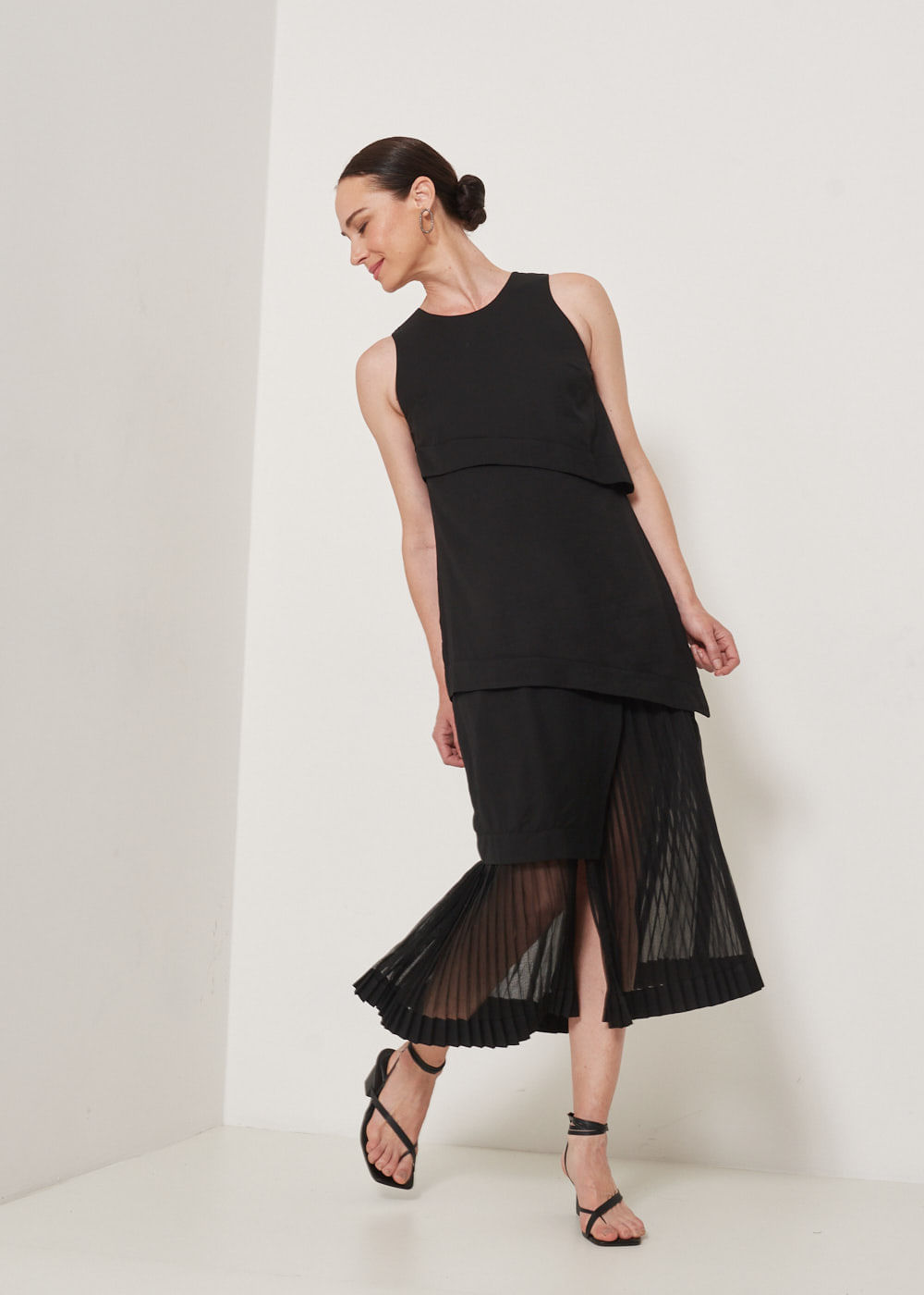 53.40.3301PTO VESTIDO REGATA LONGO PLISSADO - HIGHLINE