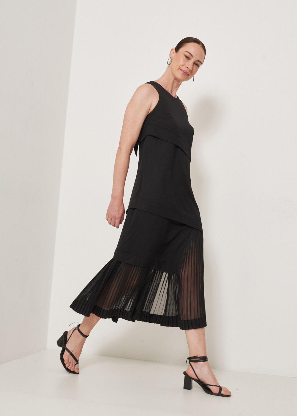 53.40.3301PTO VESTIDO REGATA LONGO PLISSADO - HIGHLINE