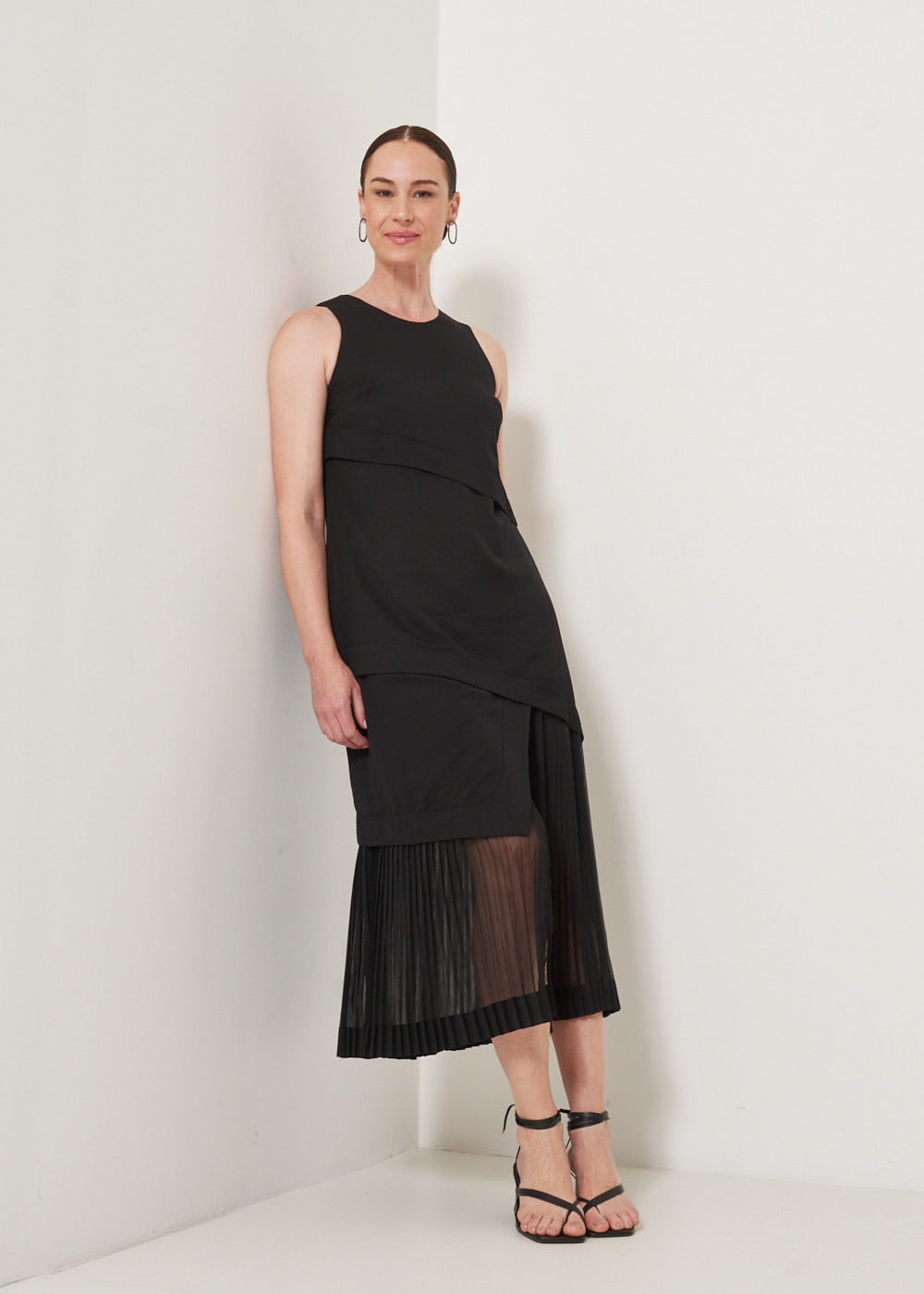 53.40.3301PTO VESTIDO REGATA LONGO PLISSADO - HIGHLINE