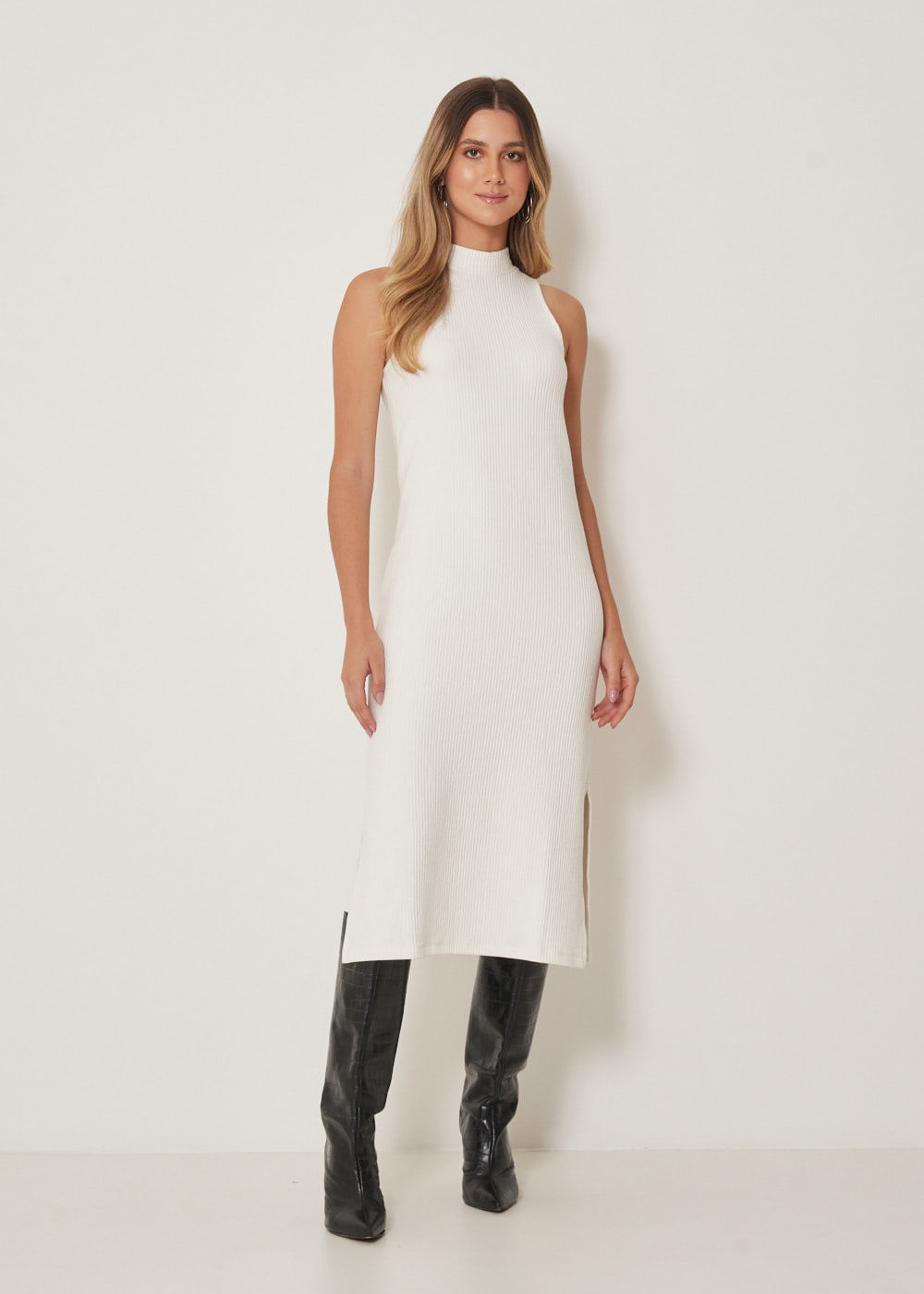 63.11.3301OFW VESTIDO MIDI MALHA TEXTURIZADA